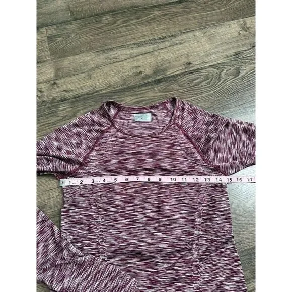 EUC Womens Athleta Magenta Spacedye Ruched Long Sleeve Shirt athletic Size S - Picture 7 of 9
